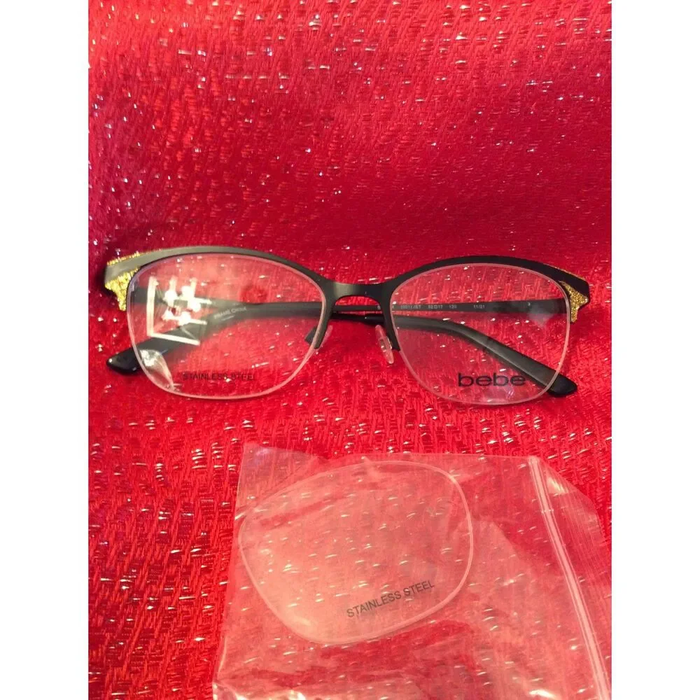 New Frames Eye Wear glasses Womens Bebe Jet with gold bling